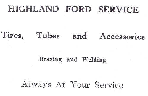 1922 - Highland Ford Service.jpg (98832 bytes)